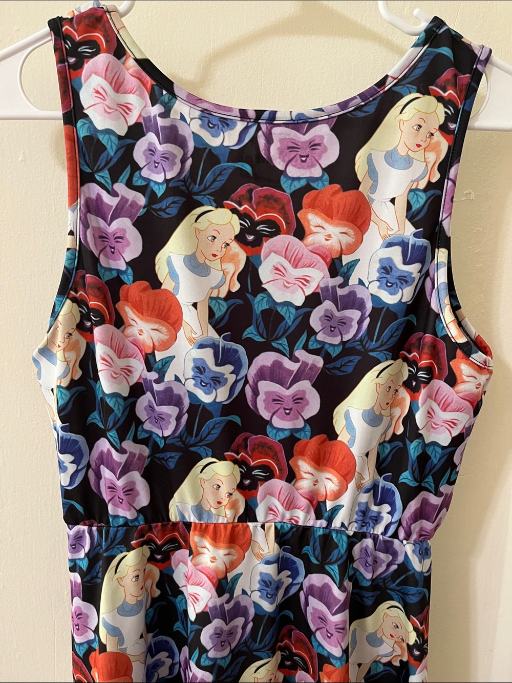 Disney Black Floral Alice in Wonderland Tank Dress with Purple & Red Accents - Picture 6 of 7